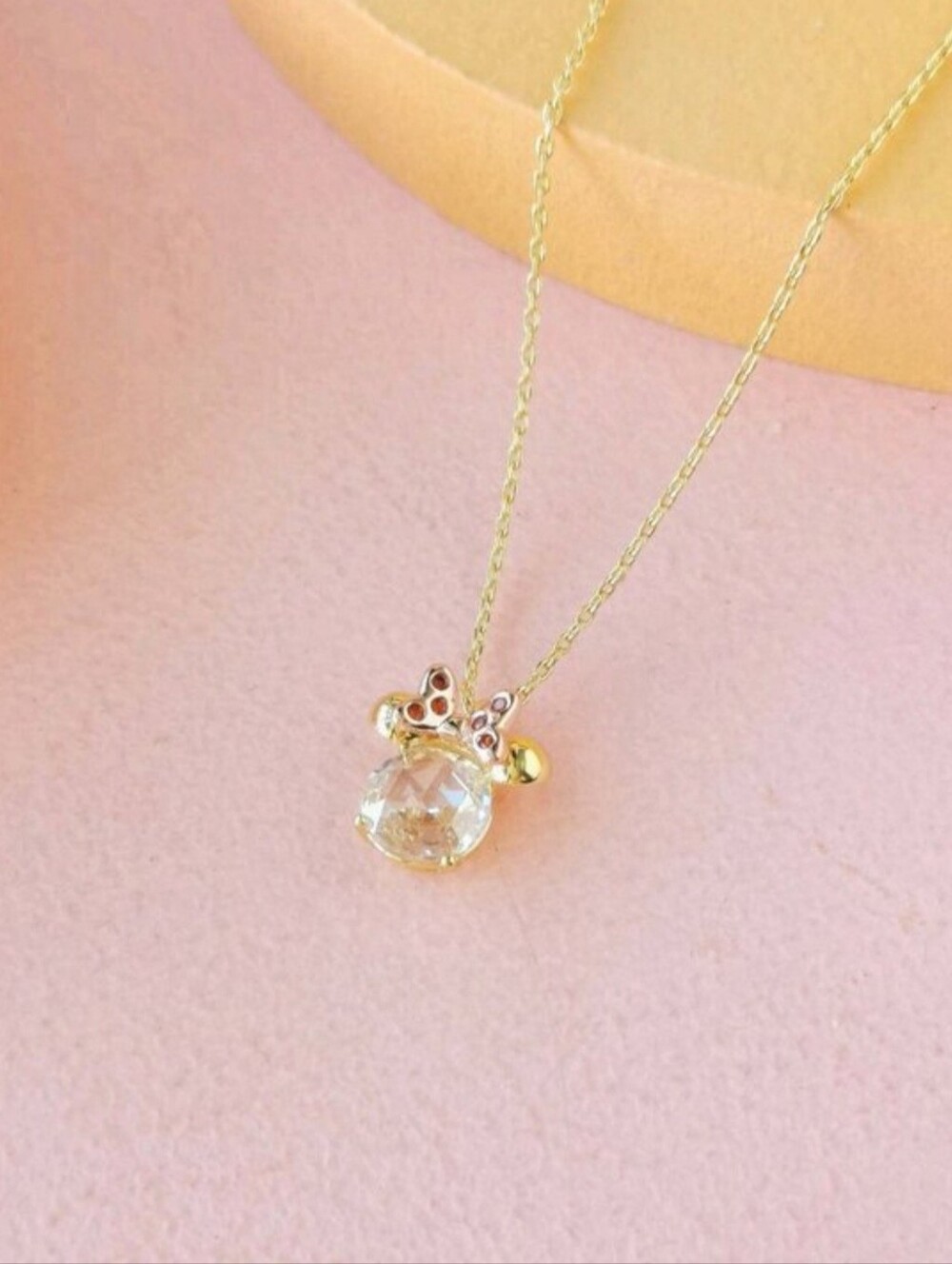 kate spade Gold-Tone Crystal Minnie Bow Pendant Necklace